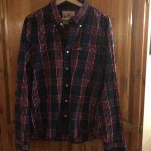 Mens Hollister XL Red/Blue/White Button Down